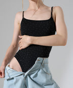 Rhinestone Bodysuit - Black