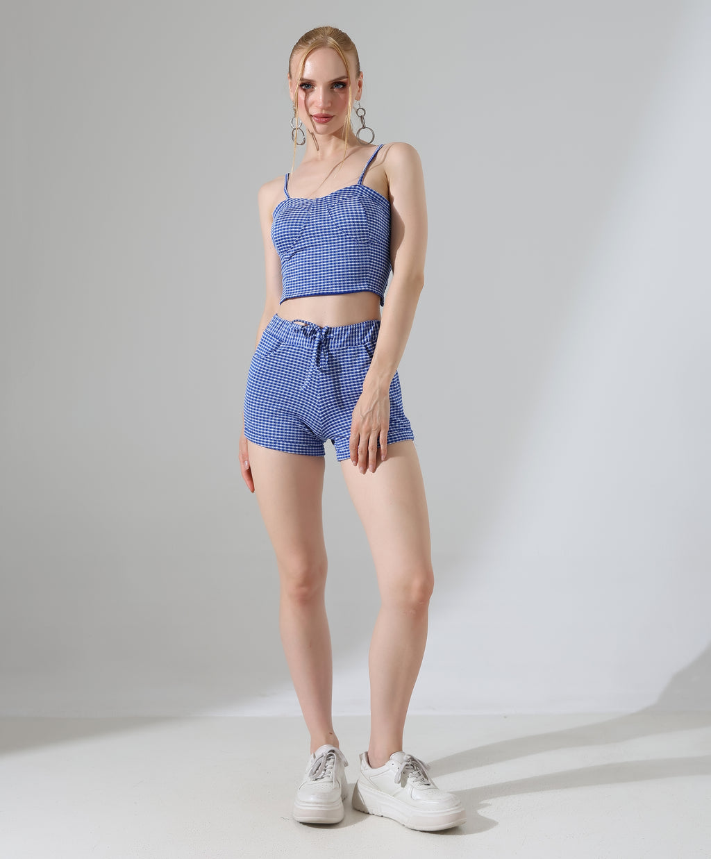 Gingham Two-Piece Set - Blue