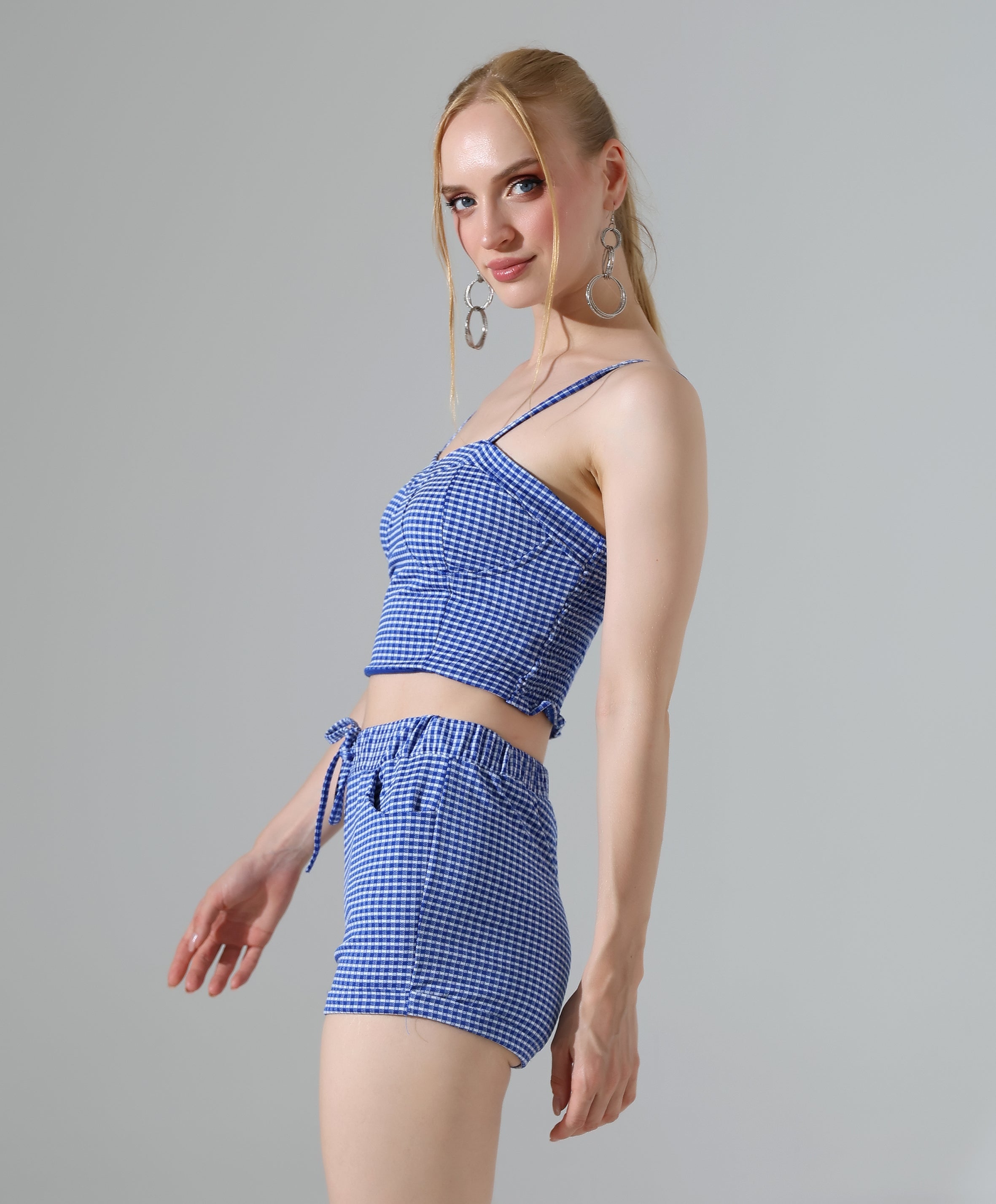 Gingham Two-Piece Set - Blue