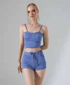 Gingham Two-Piece Set - Blue