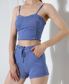 Gingham Two-Piece Set - Blue