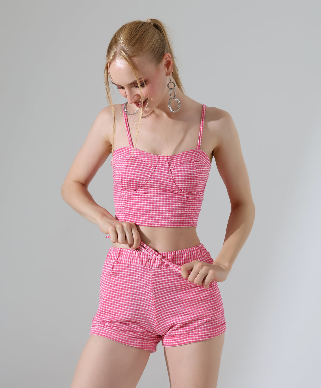 Gingham Two-Piece Set - Pink