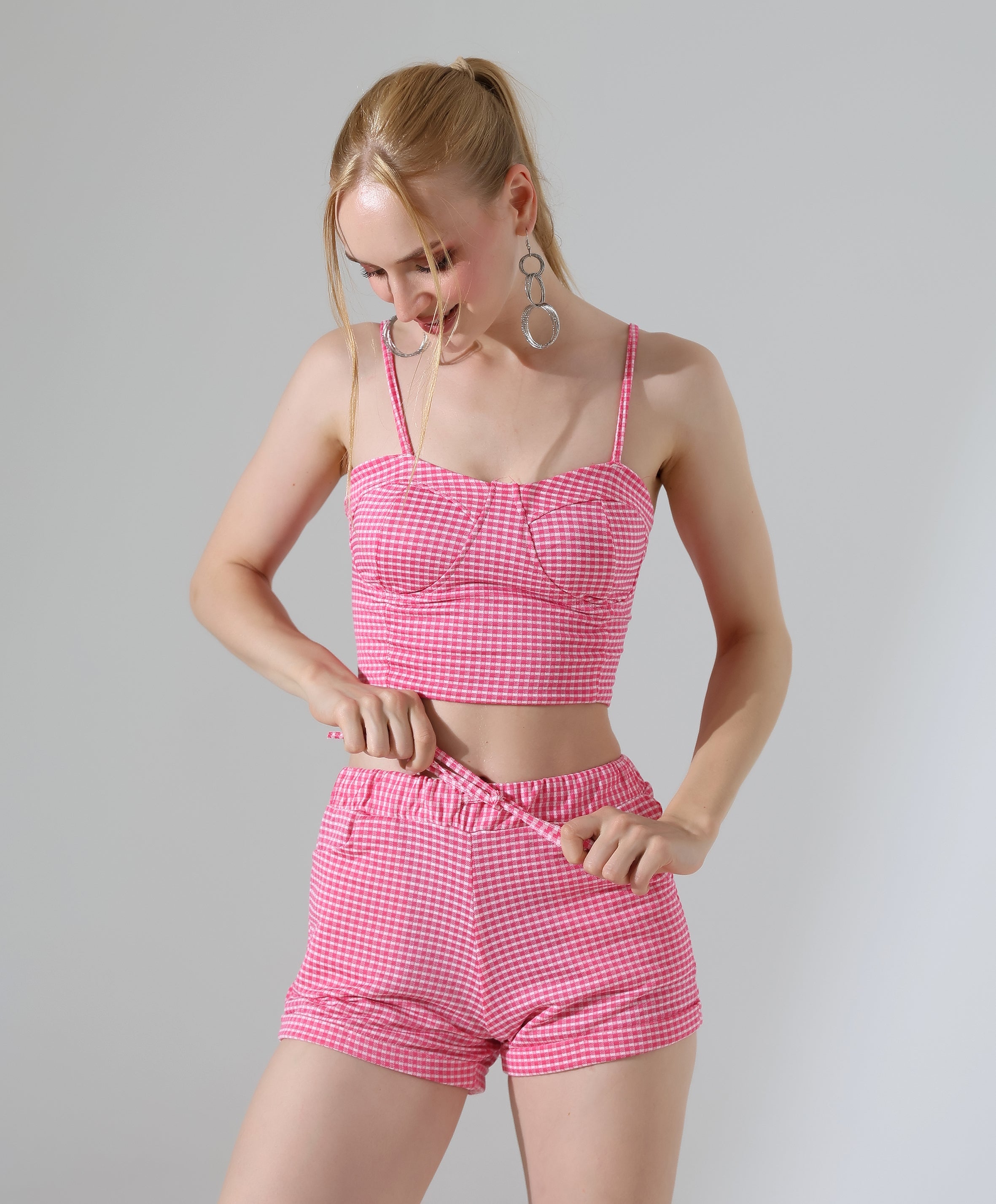 Gingham Two-Piece Set - Pink