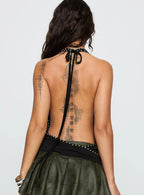 Studded Halter Top - Black
