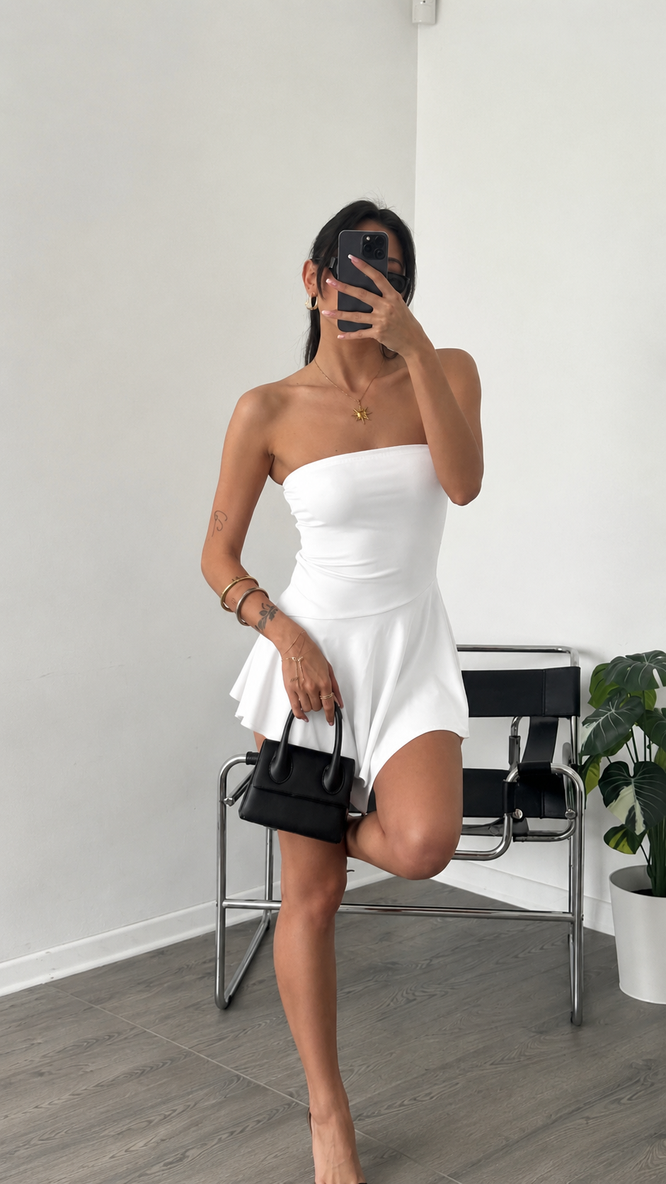 White Strapless Mini Dress