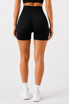 Black Ribbed Active Workout Shorts