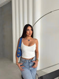 Spaghetti Strap Crop Top - White