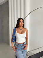 Spaghetti Strap Crop Top - White