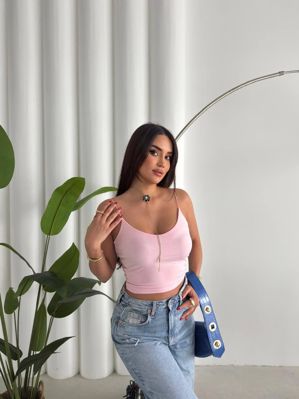 Spaghetti Strap Crop Top - Pink