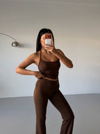 Halter Neck Co-ord Set - Brown