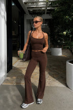 Halter Neck Co-ord Set - Brown