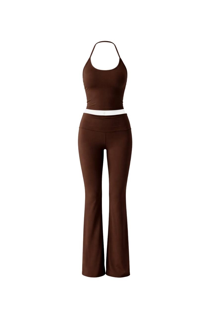 Halter Neck Co-ord Set - Brown