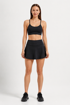Black Active Slit Skort with Inner Phone Pocket