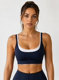 Navy Layered Contrast Sports Bra