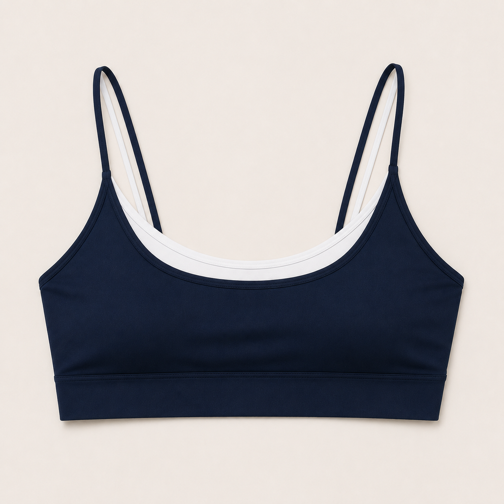 Navy Layered Contrast Sports Bra